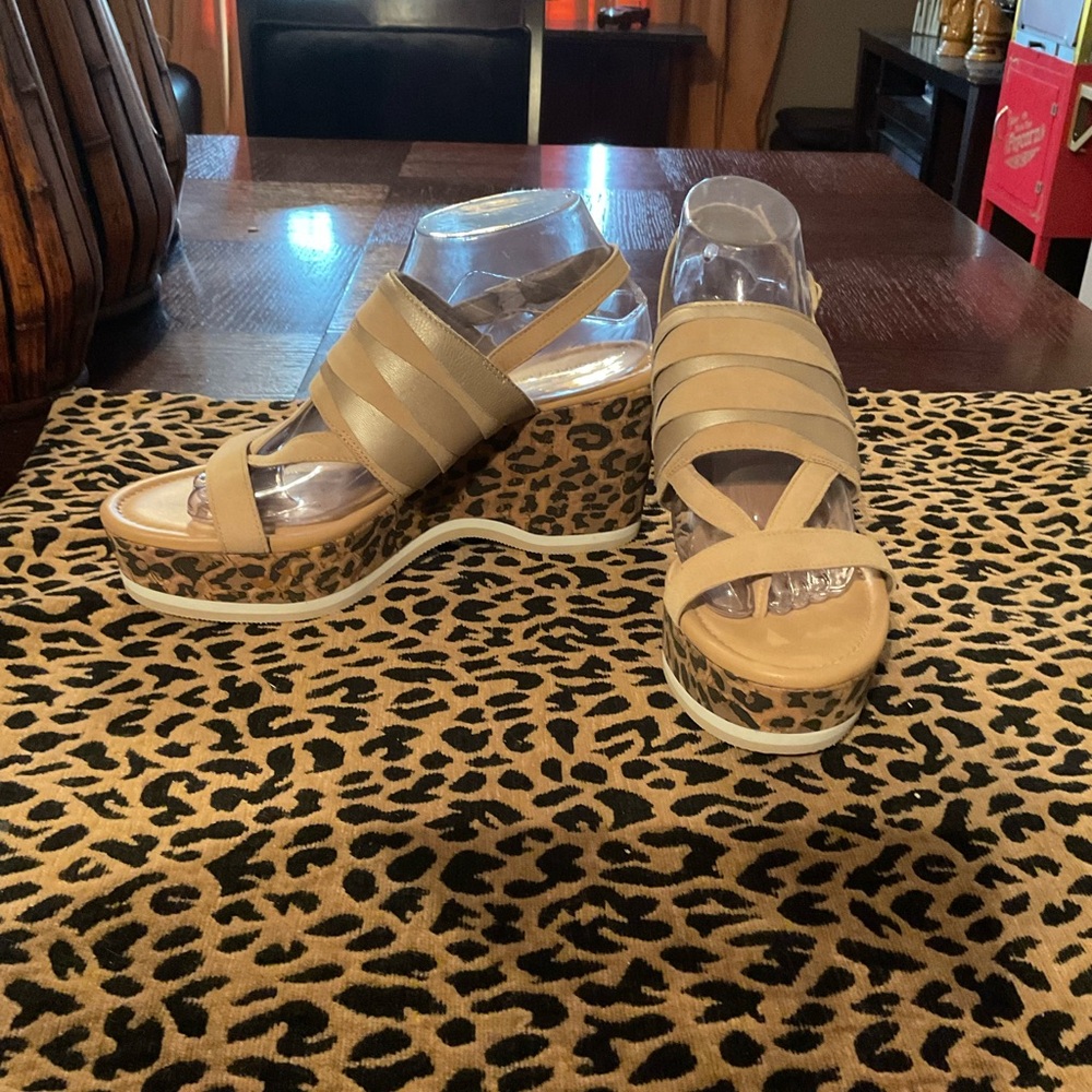 Donald J. Pliner Beige Strappy Wedges - Picture 2 of 5